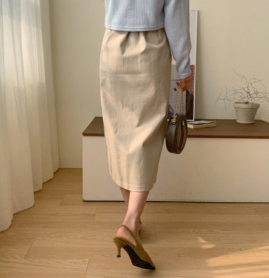 スリットHラインスカート・全3色・t62791 レディース 【sk】【韓国 ファッション ボトムス スカート ロング ロングスカート Hライン スリット コンシールファスナー カジュアル 体型カバー シンプル フェミニン デイリー 秋 冬】