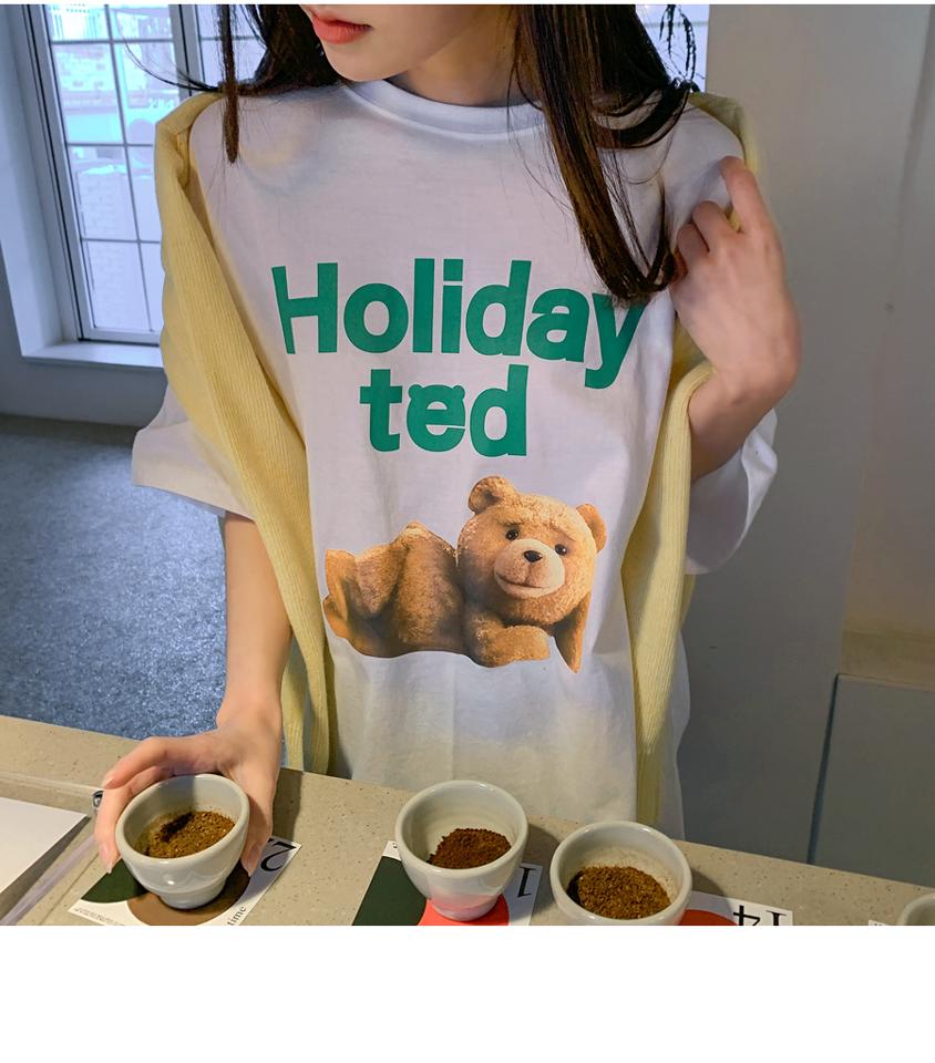 クマプリントコットンTシャツ