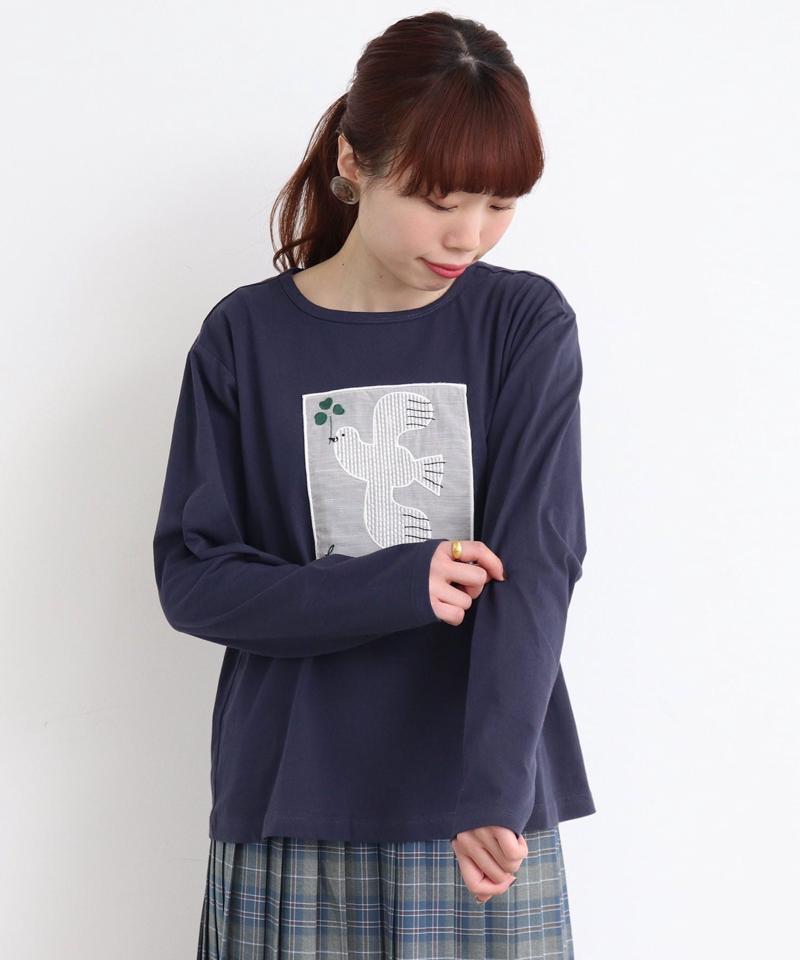●eiπe ハトとクローバー刺繍Tシャツ（eiπe）