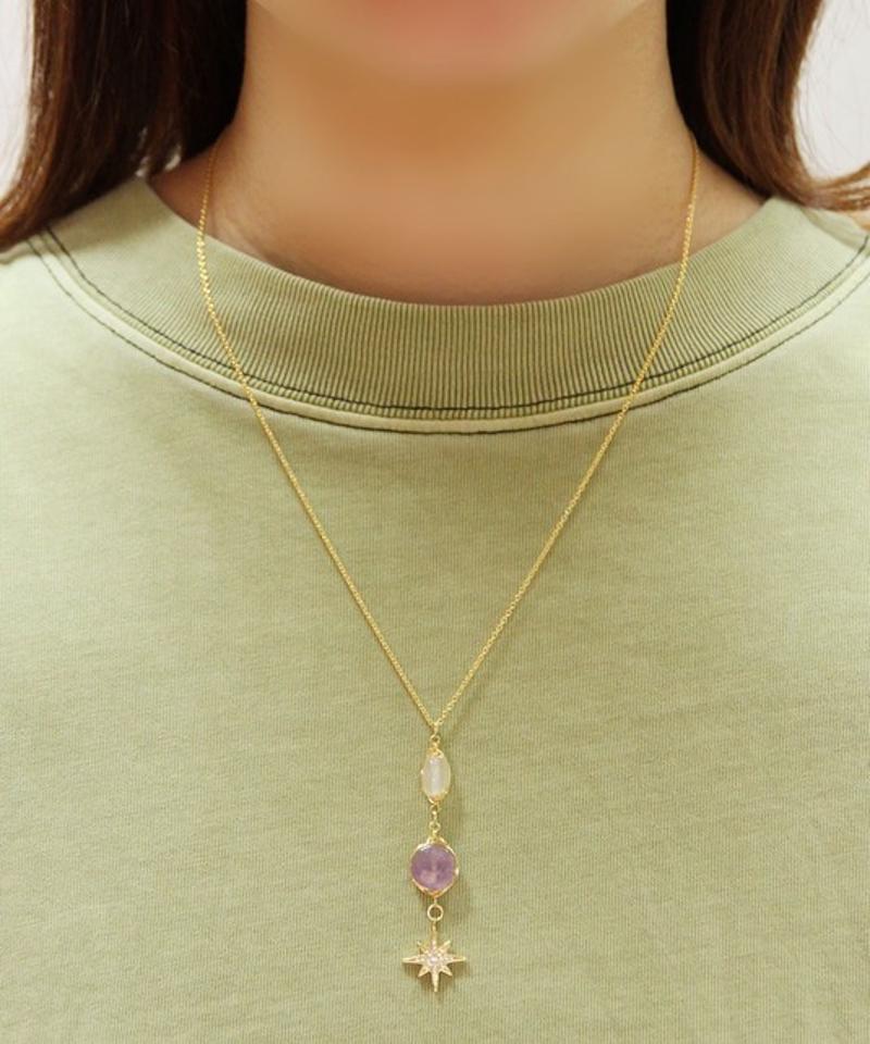 【希望と成功のラッキーチャーム】K14GF アメジスト×八芒星ネックレス