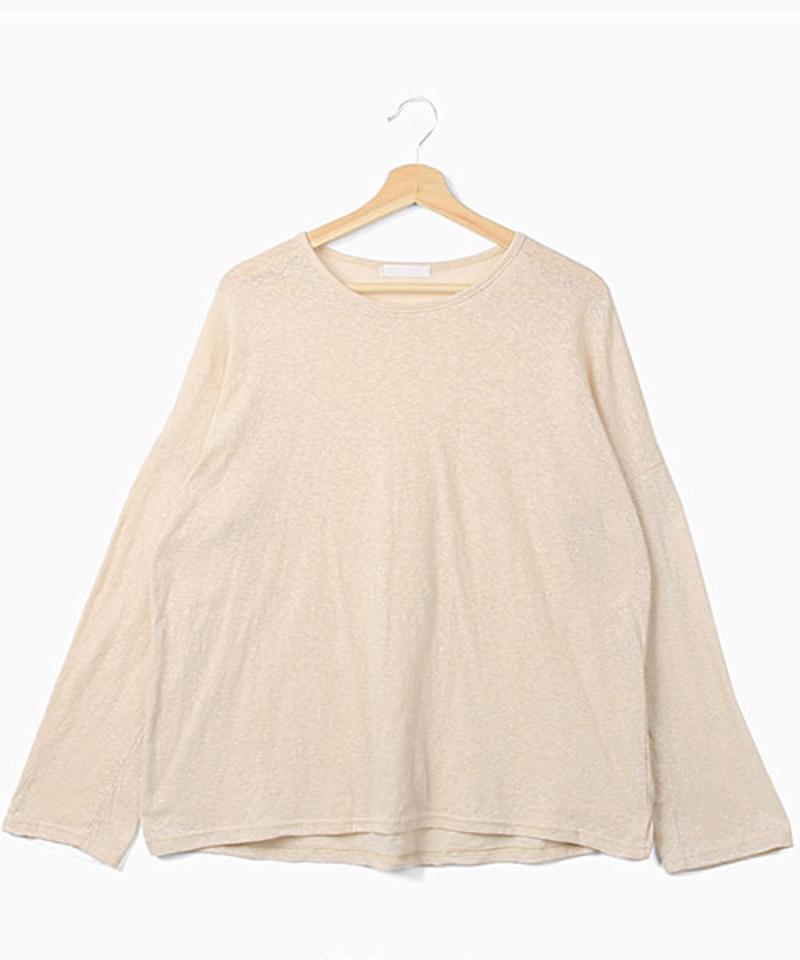 MERONGSHOP(メロンショップ)シアースラブTシャツ【2/15up_wo】【メール便】韓国 韓国ファッション　トップス 春 tシャツ 長袖 ロンt シアー素材 透け感 レイヤード tシャツ スラブ レディース ファッション【5】