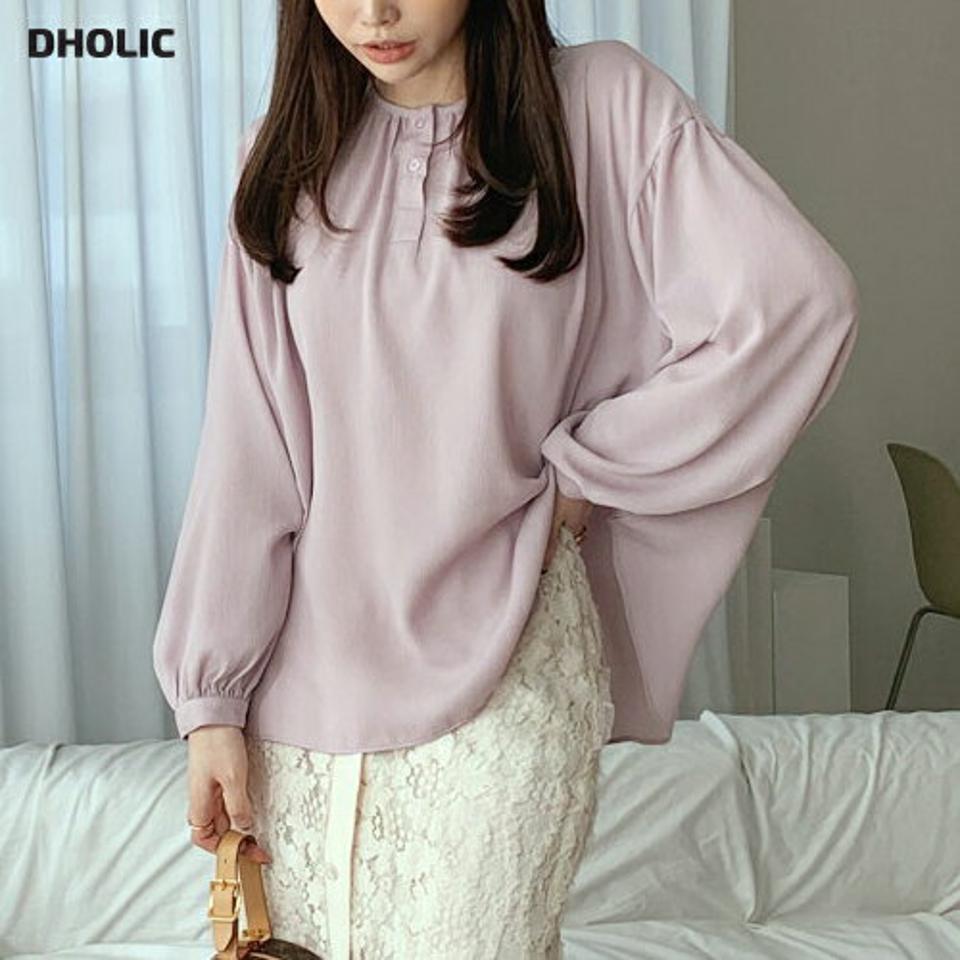 シアーラウンドブラウス・全3色・t66915 レディース 【bl】【トップス ブラウス 長袖 シアー 透け感 シースルー ゆったり 単色 無地 シンプル 大人 秋 冬 韓国 ファッション】【ハイホリHIHOLLI】