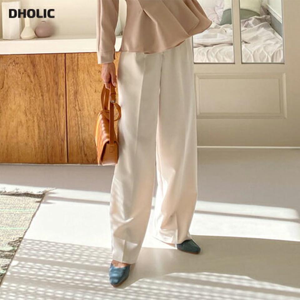 ベルトワイドスラックス・全4色・t64960 レディース 【pt】【韓国 ファッション ボトムス パンツ スラックス ロング スリム ベーシック バックル ワイド ツータック ハイウエスト 足長 細身 10分丈 十分丈 ストレート カジュアル 無地 秋 冬】