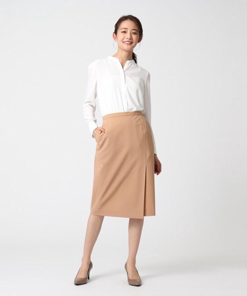 トスカーナノベルストレッチ ラップ風スカート