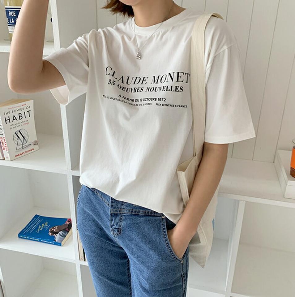 MAYBLUE(メイブルー)レタードソフト半袖Tシャツ【2/18up_go】レタリング　メッセージ　シンプル　Tシャツ　トップス　半袖【5】 ☆