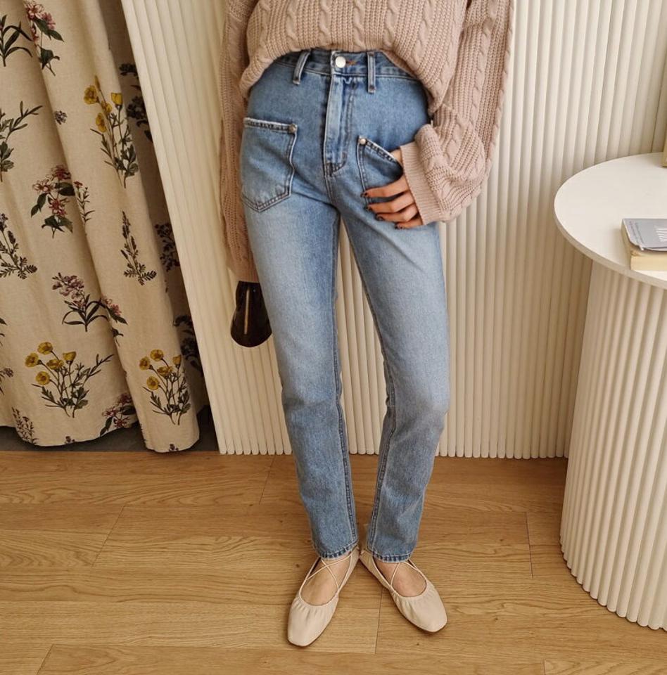 ポケットハイウエストデニムパンツ・全1色・t62801 レディース 【pt】【韓国 ファッション ボトムス パンツ ロング デニム ウォッシング デニムパンツ ハイウエスト ベルトループ スリム ストレート 美脚 10分丈 十分丈 カジュアル デイリー 秋 冬】【NIJU】