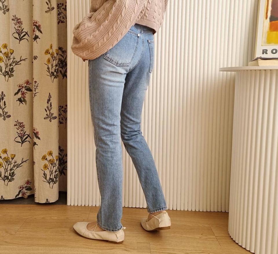 ポケットハイウエストデニムパンツ・全1色・t62801 レディース 【pt】【韓国 ファッション ボトムス パンツ ロング デニム ウォッシング デニムパンツ ハイウエスト ベルトループ スリム ストレート 美脚 10分丈 十分丈 カジュアル デイリー 秋 冬】【NIJU】