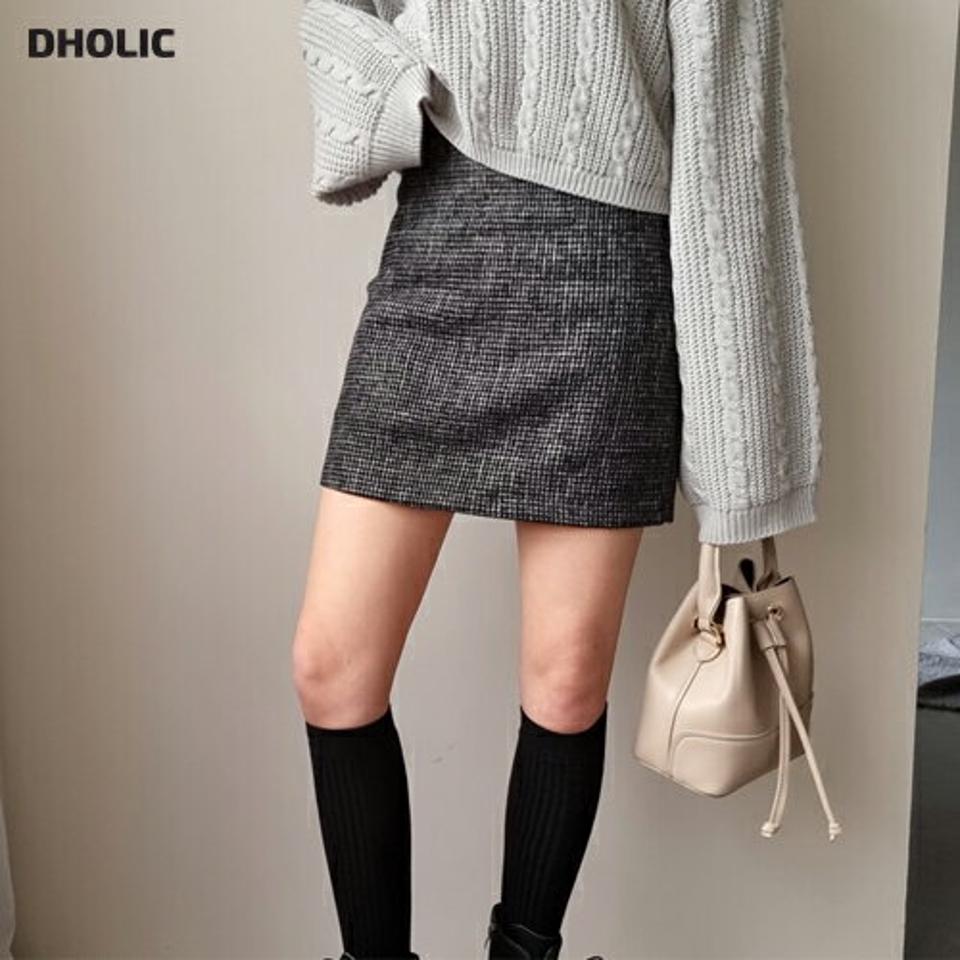 ツイードミニスカート・全3色・t62799 レディース 【sk】【韓国 ファッション ボトムス スカート ミニ ミニスカート Hライン 高級感 ツイード サイドファスナー フェミニン 秋 冬】【NIJU】