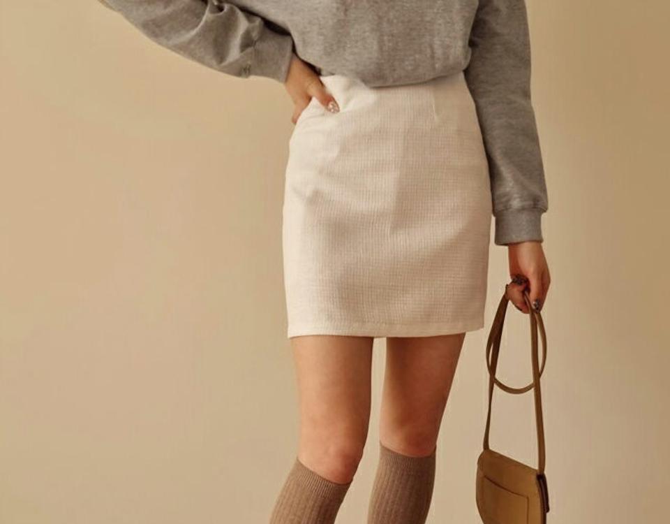 ツイードミニスカート・全3色・t62799 レディース 【sk】【韓国 ファッション ボトムス スカート ミニ ミニスカート Hライン 高級感 ツイード サイドファスナー フェミニン 秋 冬】【NIJU】