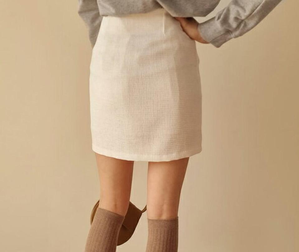 ツイードミニスカート・全3色・t62799 レディース 【sk】【韓国 ファッション ボトムス スカート ミニ ミニスカート Hライン 高級感 ツイード サイドファスナー フェミニン 秋 冬】【NIJU】