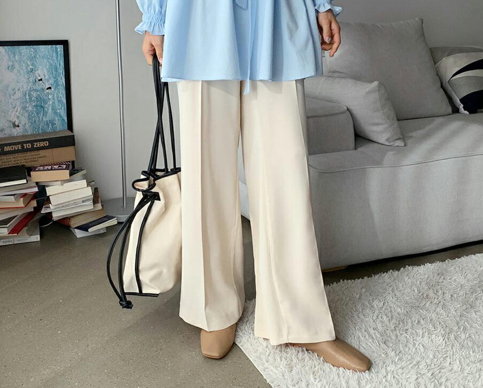 ワイドスラックスパンツ・全3色・t56895 レディース 【pt】【韓国 ファッション ボトムス パンツ スラックス ロング スリム ベーシック ワイド ツータック ハイウエスト 足長 細身 10分丈 十分丈 ストレート カジュアル 無地 秋 冬】