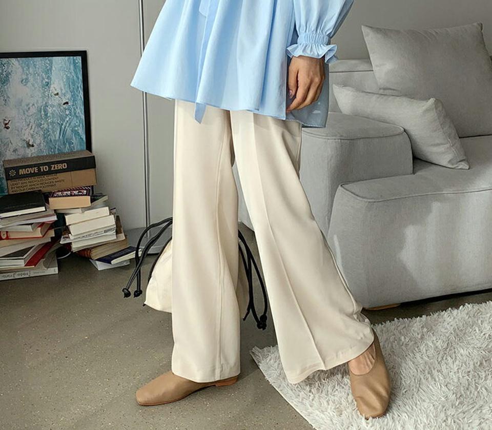 ワイドスラックスパンツ・全3色・t56895 レディース 【pt】【韓国 ファッション ボトムス パンツ スラックス ロング スリム ベーシック ワイド ツータック ハイウエスト 足長 細身 10分丈 十分丈 ストレート カジュアル 無地 秋 冬】