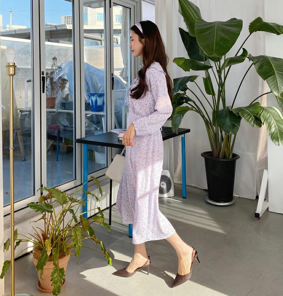 【全品10%OFF】フローラルカラーワンピース・全3色・t56889 レディース 【ops】【韓国 ファッション ワンピース ロング ロングワンピース カジュアル 春 ガーリー 花柄 フラワー リボン カラーネック 体型カバー メリハリ ス ルーズ ゆったり 秋 冬】【fw】