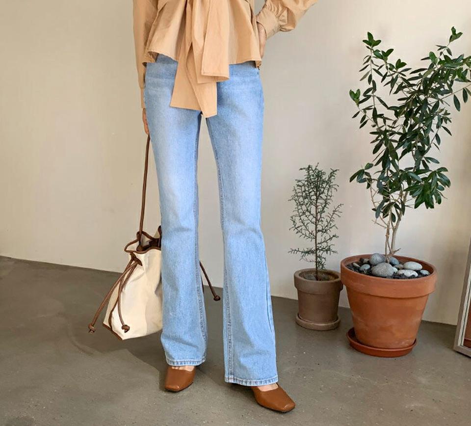 ブーツカットロングデニムパンツ・全2色・t56897 レディース 【pt】【韓国 ファッション ボトムス パンツ ロング デニム ウォッシング デニムパンツ ハイウエスト ベルトループ スリム ストレート 美脚 10分丈 十分丈 カジュアル デイリー 秋 冬】