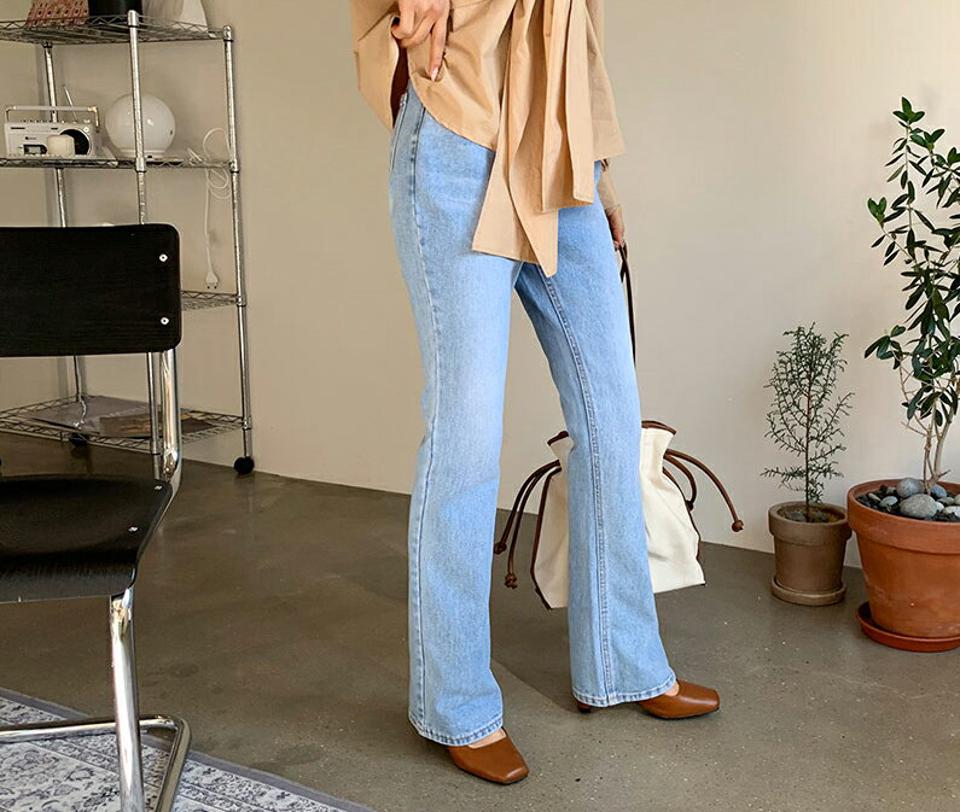 ブーツカットロングデニムパンツ・全2色・t56897 レディース 【pt】【韓国 ファッション ボトムス パンツ ロング デニム ウォッシング デニムパンツ ハイウエスト ベルトループ スリム ストレート 美脚 10分丈 十分丈 カジュアル デイリー 秋 冬】