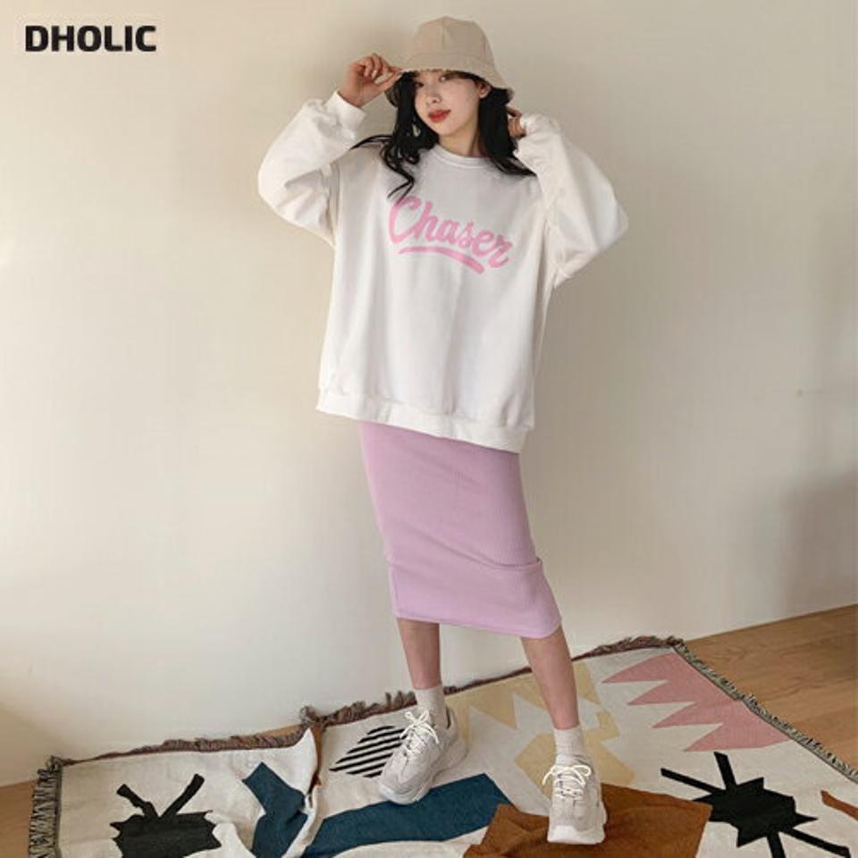 レタリングスウェット&リブスカートSET・全3色・t62788 レディース 【ops】【韓国 ファッション ワンピース ロング ロングワンピース カジュアル スウェット セットアップ レタリング ラウンドネック ウエストゴム スカート ルーズ ゆったり 秋 冬】【NIJU】