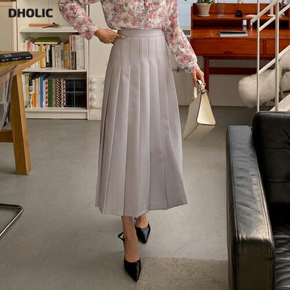 プリーツAラインスカート・全4色・t56893 レディース 【sk】【韓国 ファッション ボトムス スカート ロング ロングスカート Aライン プリーツ バックゴム サイドジップ カジュアル 体型カバー フェミニン デイリー 秋 冬】