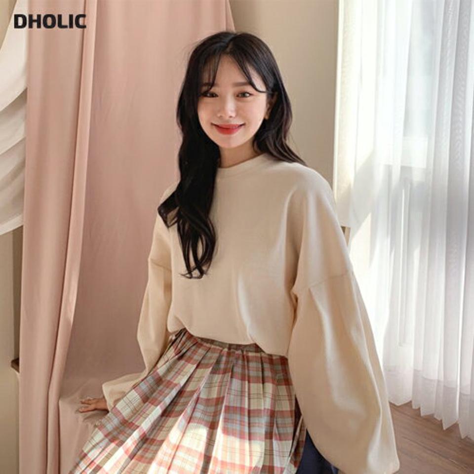 ワッフルパフTシャツ・全4色・t62789 レディース 【tops】【韓国 ファッション トップス Tシャツ 長袖 ラウンドネック ルーズフィット ワッフル ボリューミー ナチュラル 体型カーバー デイリー 秋 冬】【NIJU】【BT】