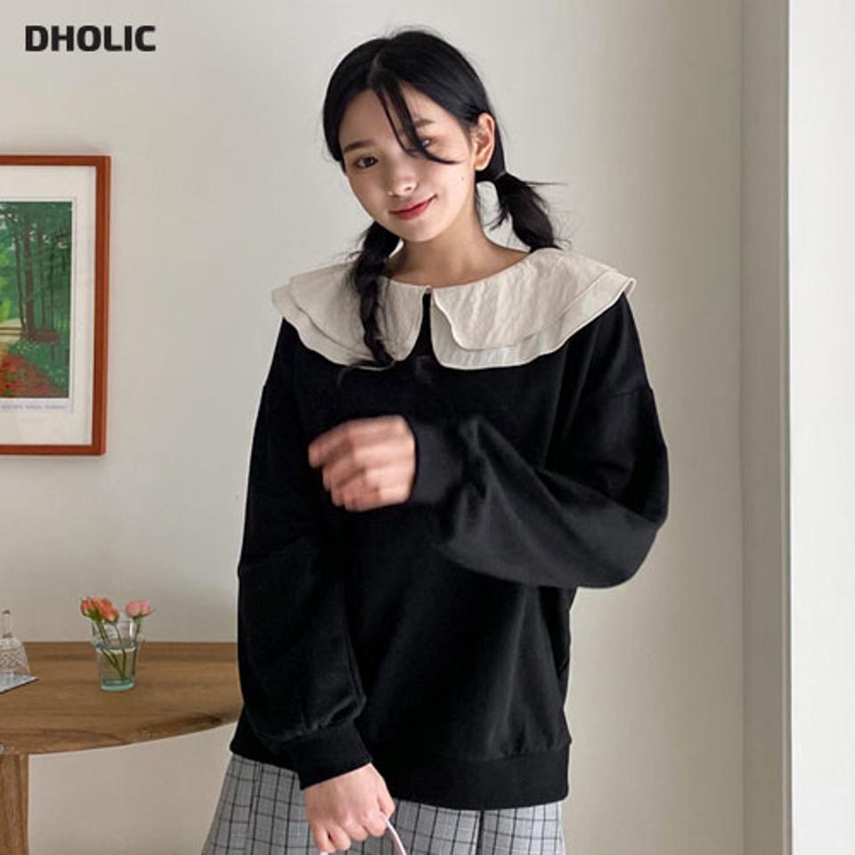 レイヤードカラースウェット・全3色・t63147 レディース 【tops】【韓国 ファッション トップス Tシャツ 長袖 ラウンドネック ラブリー レイヤードカラー スウェット ルーズ ゆったり デイリー カジュアル 体型カーバー 秋 冬】【NIJU】