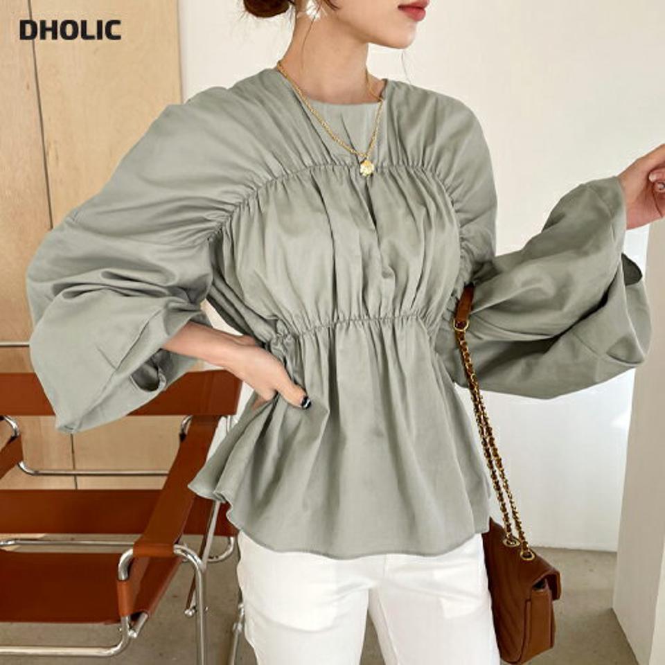 ギャザーパフブラウス・全4色・t67035 レディース 【bl】【トップス ブラウス 長袖 パフスリーブ パフ袖 ボリューム袖 ギャザー フェミニン 上品 大人 かわいい 可愛い 秋 冬 韓国 ファッション】【ハイホリHIHOLLI】