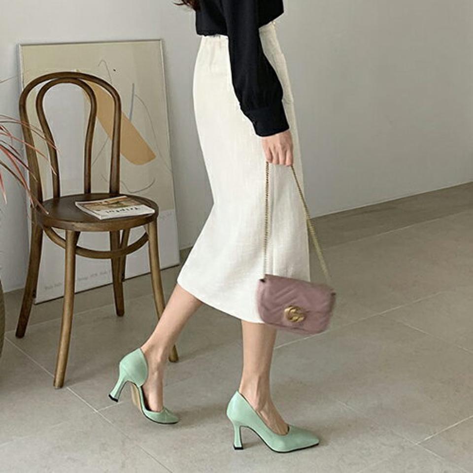 ボタンポイントツイードスカート・全2色・b67040 レディース 【sk】【スカート ロング ロングスカート ツイード 大人 高級感 オフィスカジュアル スリット 秋 冬 春 韓国 ファッション】【ハイホリHIHOLLI】