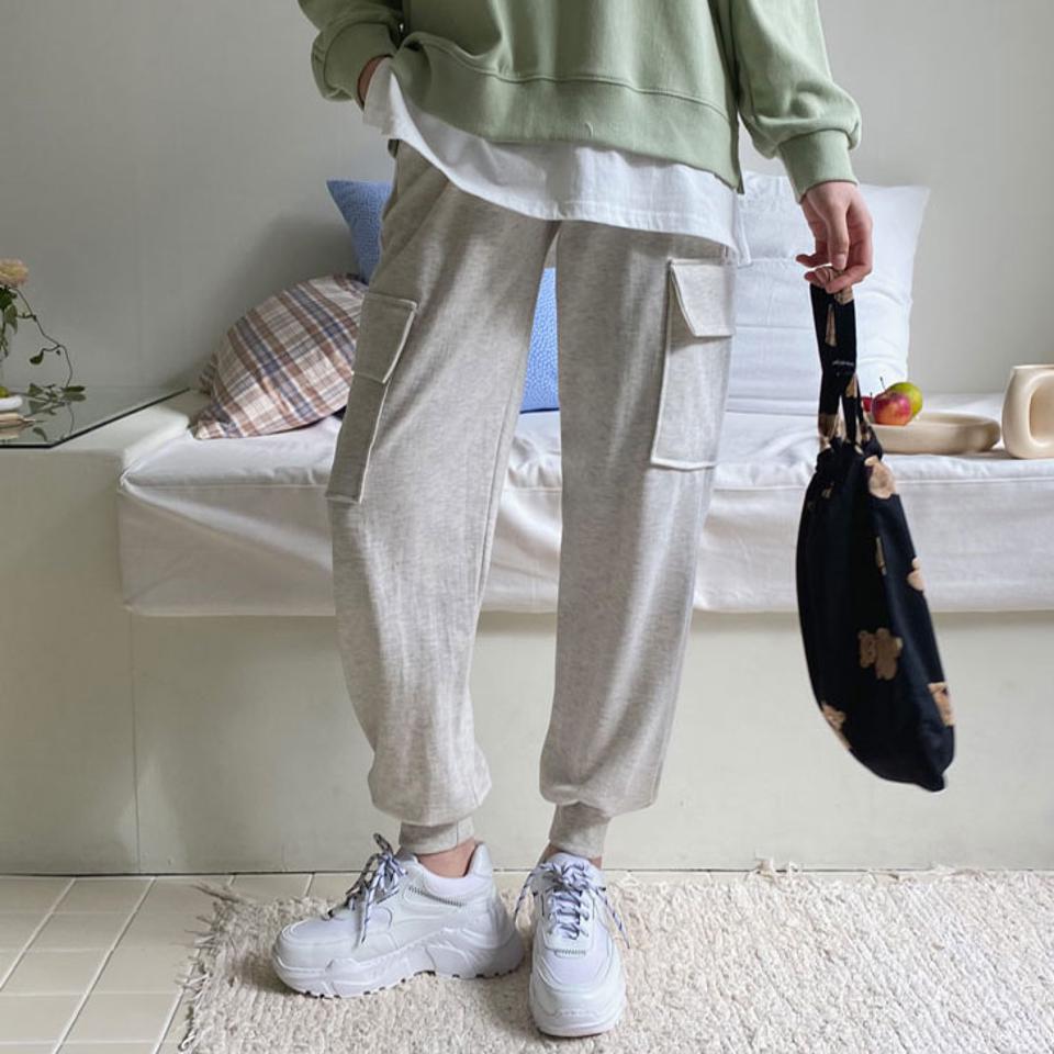 ウエストゴムジョガーパンツ・全4色・t63135 レディース 【pt】【韓国 ファッション ボトムス パンツ ロング ロングパンツ ルーズ ゆったり ウエストゴム ジョガーパンツ スポーティ ポケット 10分丈 十分丈 カジュアル デイリー 秋 冬】【NIJU】