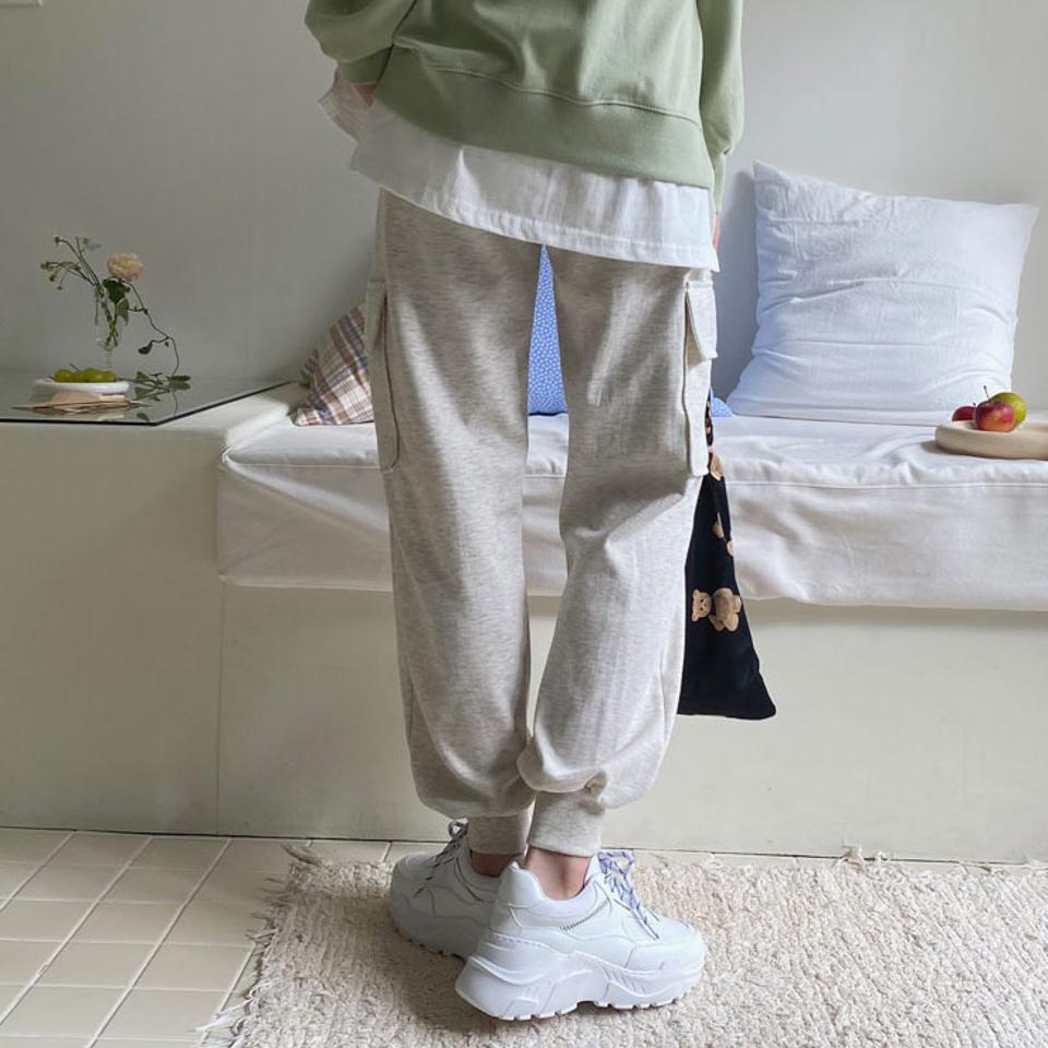 ウエストゴムジョガーパンツ・全4色・t63135 レディース 【pt】【韓国 ファッション ボトムス パンツ ロング ロングパンツ ルーズ ゆったり ウエストゴム ジョガーパンツ スポーティ ポケット 10分丈 十分丈 カジュアル デイリー 秋 冬】【NIJU】