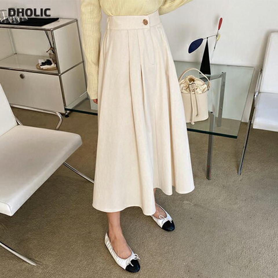 フレアスカート・全3色・t61624 レディース 【sk】【韓国 ファッション ボトムス スカート ロング ロングスカート Aライン コットン フレア ボリューム カジュアル 体型カバー フェミニン デイリー 秋 冬】