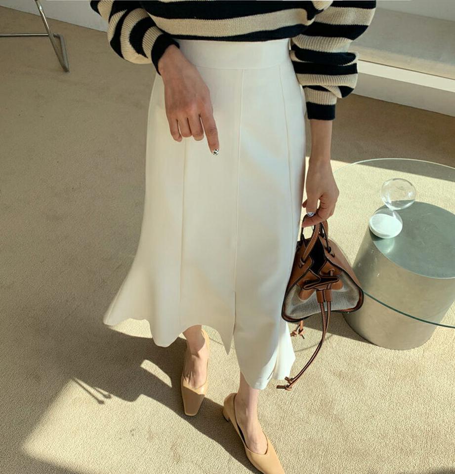 スリットマーメイドスカート・全3色・b61626 レディース 【sk】【韓国 ファッション ボトムス スカート ロング ロングスカート Aライン マーメイド スリット ボリューム カジュアル 体型カバー フェミニン デイリー 秋 冬】