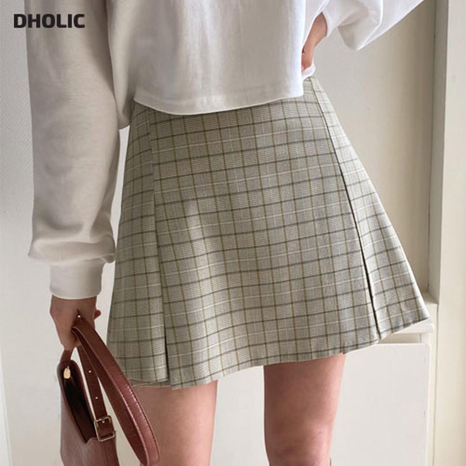タックチェックミニスカート・全2色・t63139 レディース 【sk】【韓国 ファッション ボトムス スカート ミニ ミニスカート チェック ガーリー ウエストゴム パータン カジュアル ディナー 秋 冬】【NIJU】