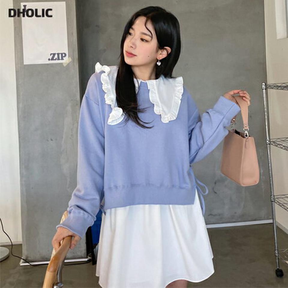 サイドリボンスウェット・全4色・t63159 レディース 【tops】【韓国 ファッション トップス Tシャツ 長袖 ラウンドネック サイドスリット リボン スウェット ラブリー ルーズ ゆったり デイリー カジュアル 体型カーバー 秋 冬】【NIJU】