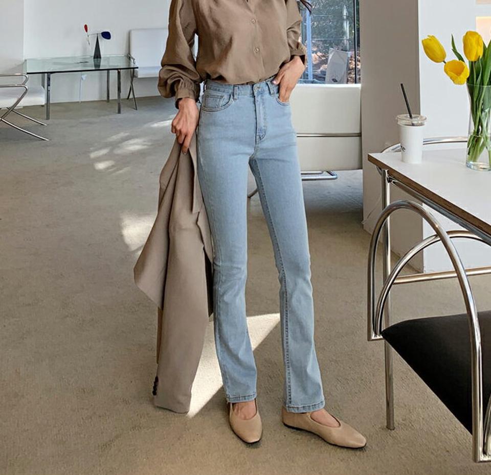 セミブーツカットデニムパンツ・全1色・t61629 レディース 【pt】【韓国 ファッション ボトムス パンツ ロング デニム ウォッシング デニムパンツ セミブーツカット ベルトループ スリム ストレート 美脚 10分丈 十分丈 カジュアル デイリー 秋 冬】