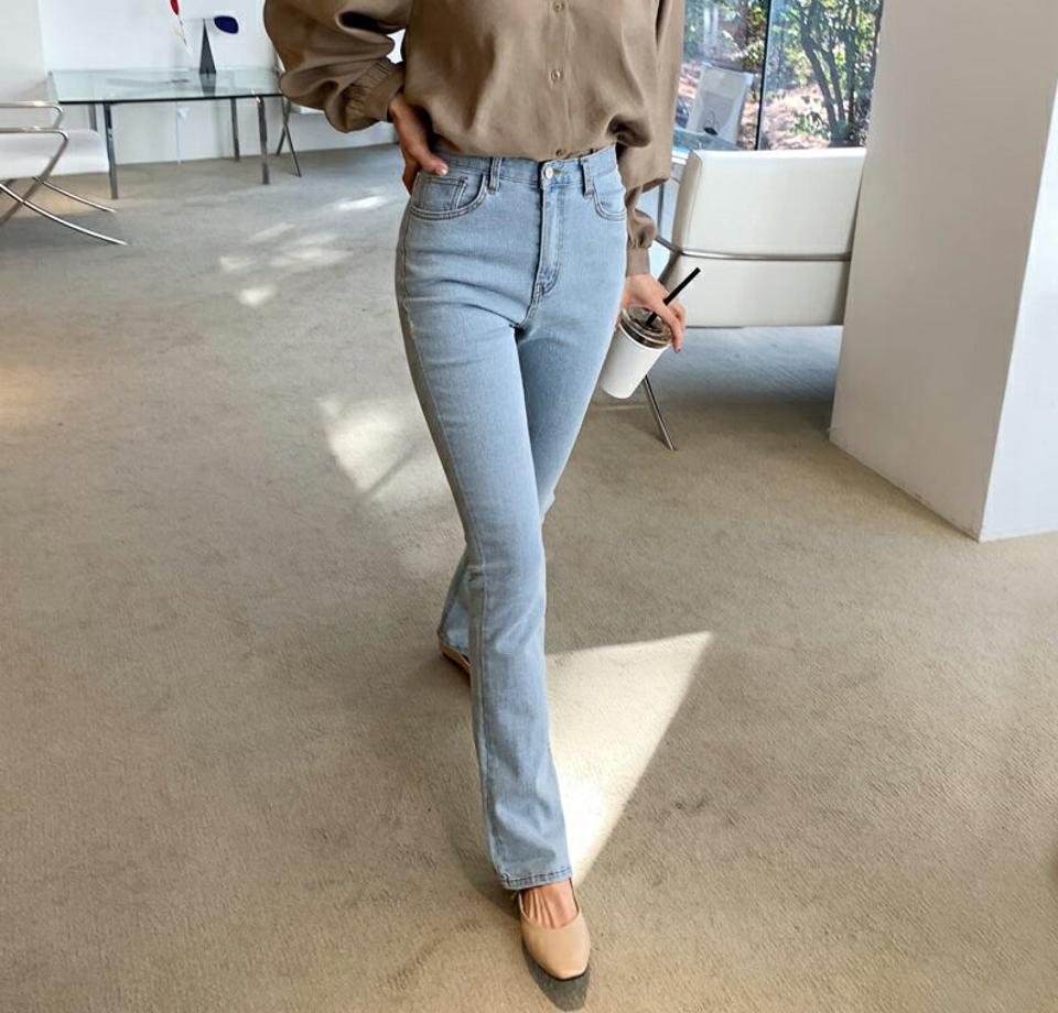 セミブーツカットデニムパンツ・全1色・t61629 レディース 【pt】【韓国 ファッション ボトムス パンツ ロング デニム ウォッシング デニムパンツ セミブーツカット ベルトループ スリム ストレート 美脚 10分丈 十分丈 カジュアル デイリー 秋 冬】