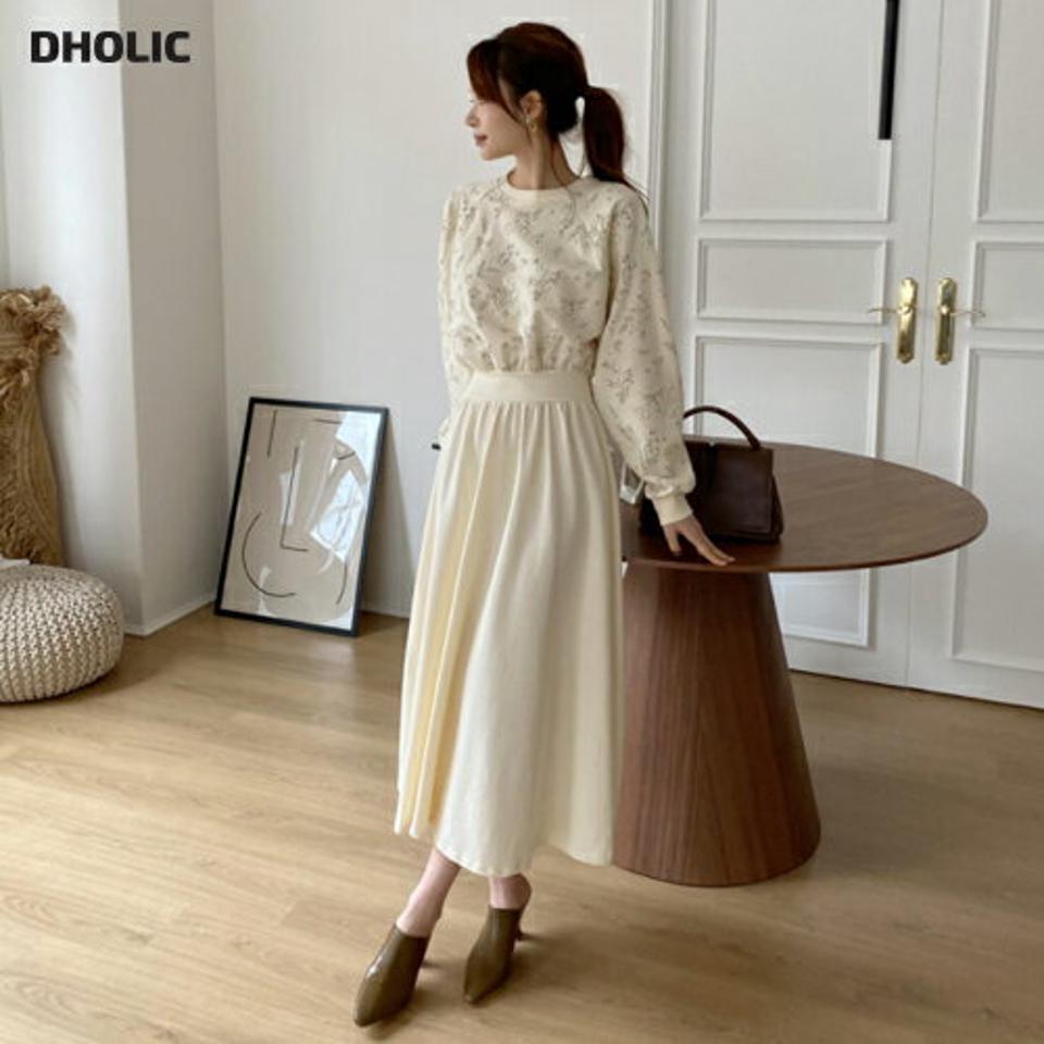 【只今10%OFF】フラワースウェットワンピース・全3色・b66952 レディース 【ops】【ワンピース ロング ロングワンピース 長袖 スウェット 花柄 フラワー カジュアル 大人 可愛い かわいい 秋 冬 韓国 ファッション】【ハイホリHIHOLLI】