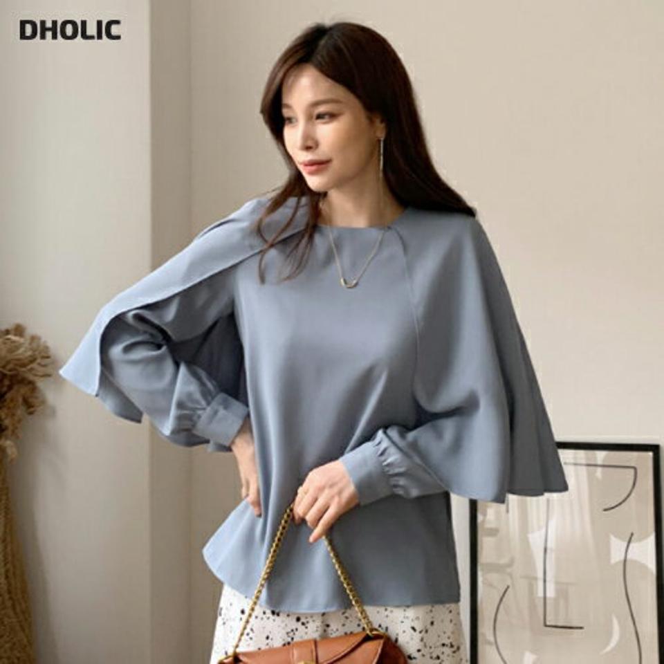 【只今10%OFF】ケープディテールブラウス・全3色・t66958 レディース 【bl】【トップス ブラウス 長袖 ケープ 体型カバー フェミニン 大人 単色 無地 シック きれいめ 秋 冬 韓国 ファッション】【ハイホリHIHOLLI】