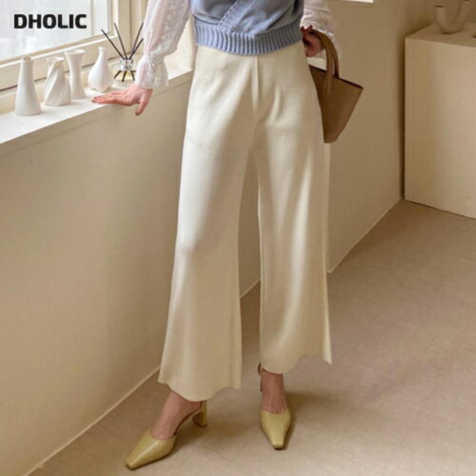 ニットパンツ・全3色・t66970 レディース 【pt】【パンツ ズボン ロングパンツ ニット ニットパンツ ウエストゴム 単色 無地 シンプル ベーシック カジュアル 大人 秋 冬 韓国 ファッション】【ハイホリHIHOLLI】