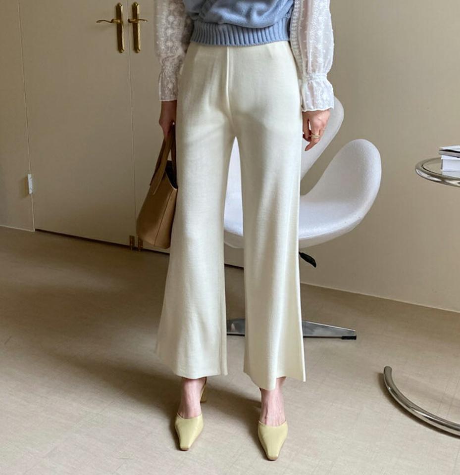 ニットパンツ・全3色・t66970 レディース 【pt】【パンツ ズボン ロングパンツ ニット ニットパンツ ウエストゴム 単色 無地 シンプル ベーシック カジュアル 大人 秋 冬 韓国 ファッション】【ハイホリHIHOLLI】