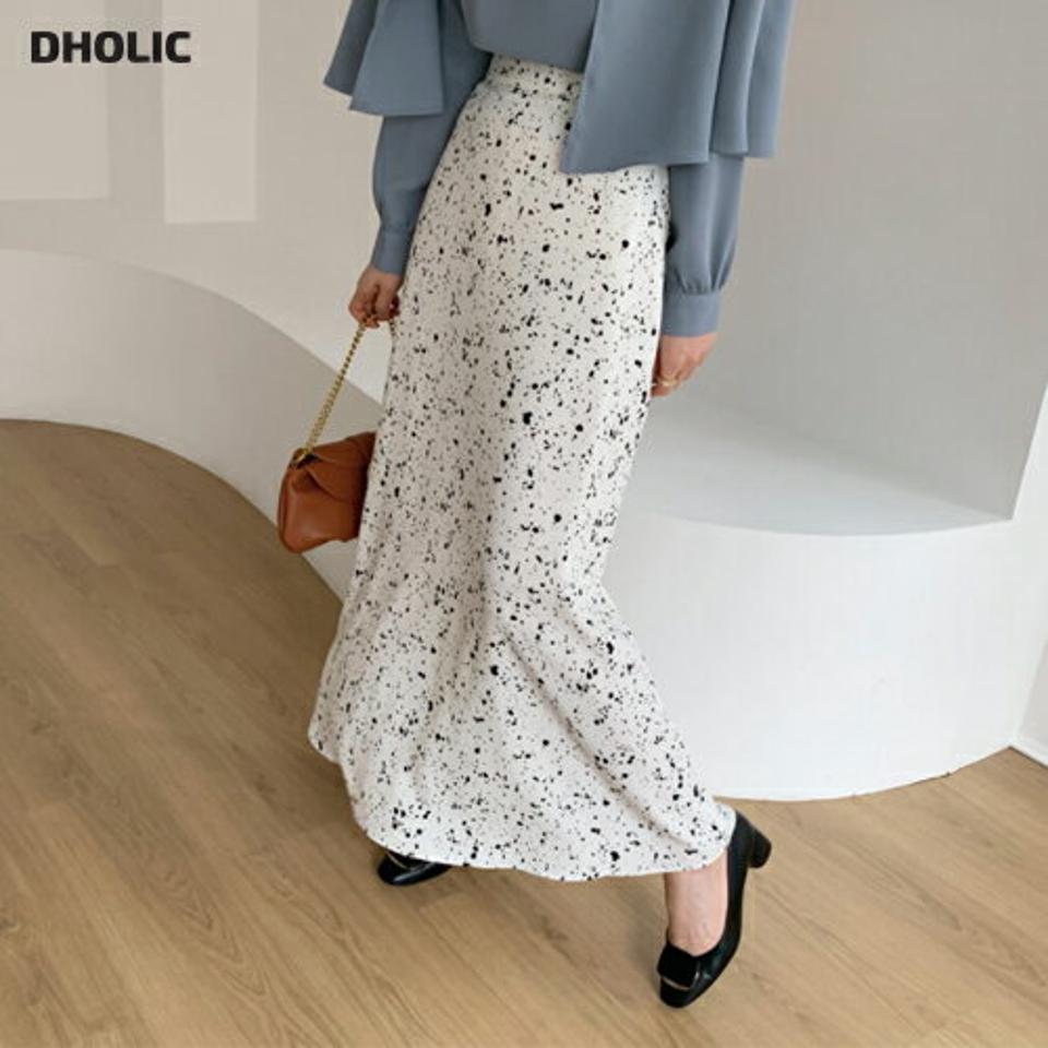 ペイントフレアスカート・全2色・b66962 レディース 【sk】【スカート ロングスカート ロング フレア フレアスカート ペイント 総柄 大人 Aライン 秋 冬 韓国 ファッション】【ハイホリHIHOLLI】