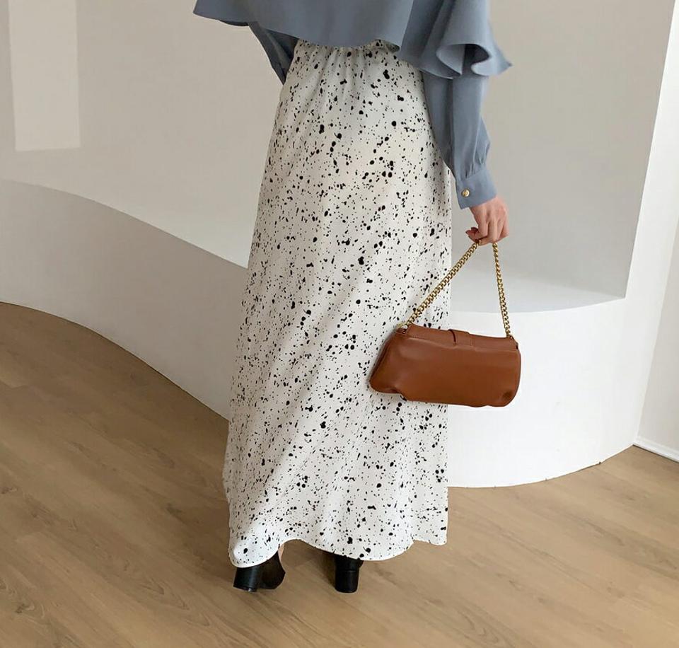 ペイントフレアスカート・全2色・b66962 レディース 【sk】【スカート ロングスカート ロング フレア フレアスカート ペイント 総柄 大人 Aライン 秋 冬 韓国 ファッション】【ハイホリHIHOLLI】