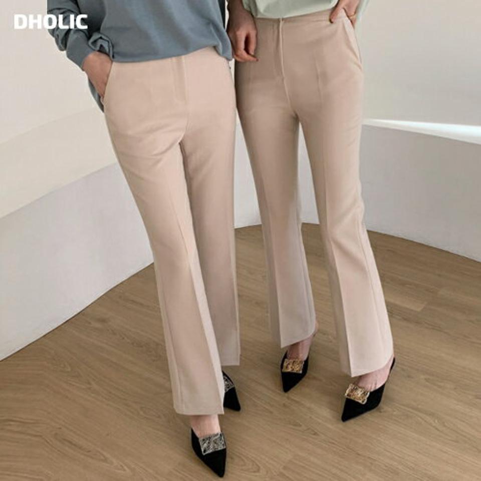 2TYPEブーツカットスラックスパンツ・全5色・b66966 レディース 【pt】【スラックス パンツ ズボン ロングパンツ ブーツカット 単色 無地 シンプル きれいめ 大人 オフィスカジュアル 秋 冬 韓国 ファッション】【ハイホリHIHOLLI】