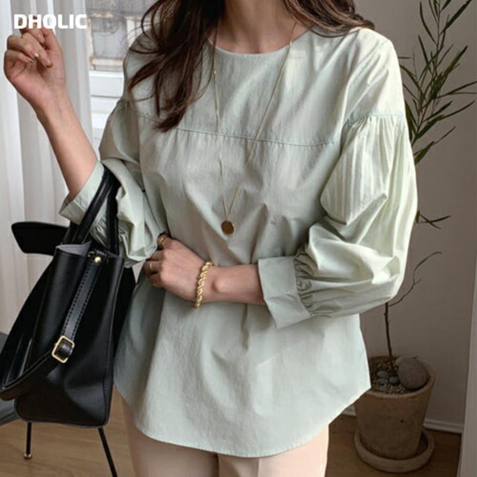 パフスリーブブラウス・全3色・b66955 レディース 【bl】【トップス ブラウス 長袖 パフスリーブ パフ袖 ボリューム袖 単色 無地 シンプル きれいめ 大人ガーリー 秋 冬 韓国 ファッション】【ハイホリHIHOLLI】