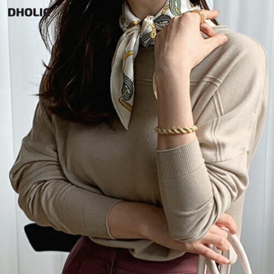 ロールラウンドネックニット・全4色・b66945 レディース 【tops】【トップス ニット ニットトップス 長袖 単色 無地 シンプル ベーシック カジュアル 秋 冬 韓国 ファッション】【ハイホリHIHOLLI】