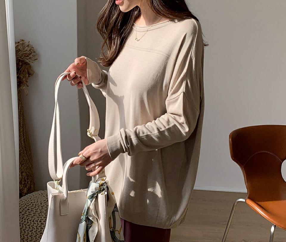 ロールラウンドネックニット・全4色・b66945 レディース 【tops】【トップス ニット ニットトップス 長袖 単色 無地 シンプル ベーシック カジュアル 秋 冬 韓国 ファッション】【ハイホリHIHOLLI】