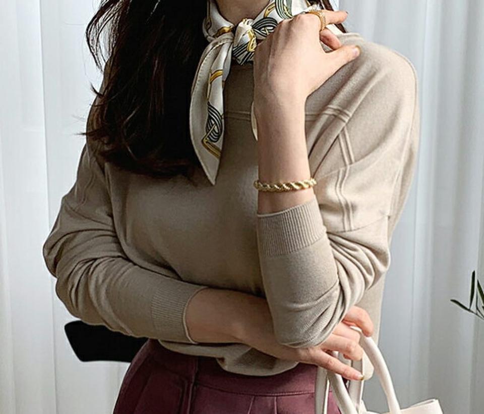 ロールラウンドネックニット・全4色・b66945 レディース 【tops】【トップス ニット ニットトップス 長袖 単色 無地 シンプル ベーシック カジュアル 秋 冬 韓国 ファッション】【ハイホリHIHOLLI】