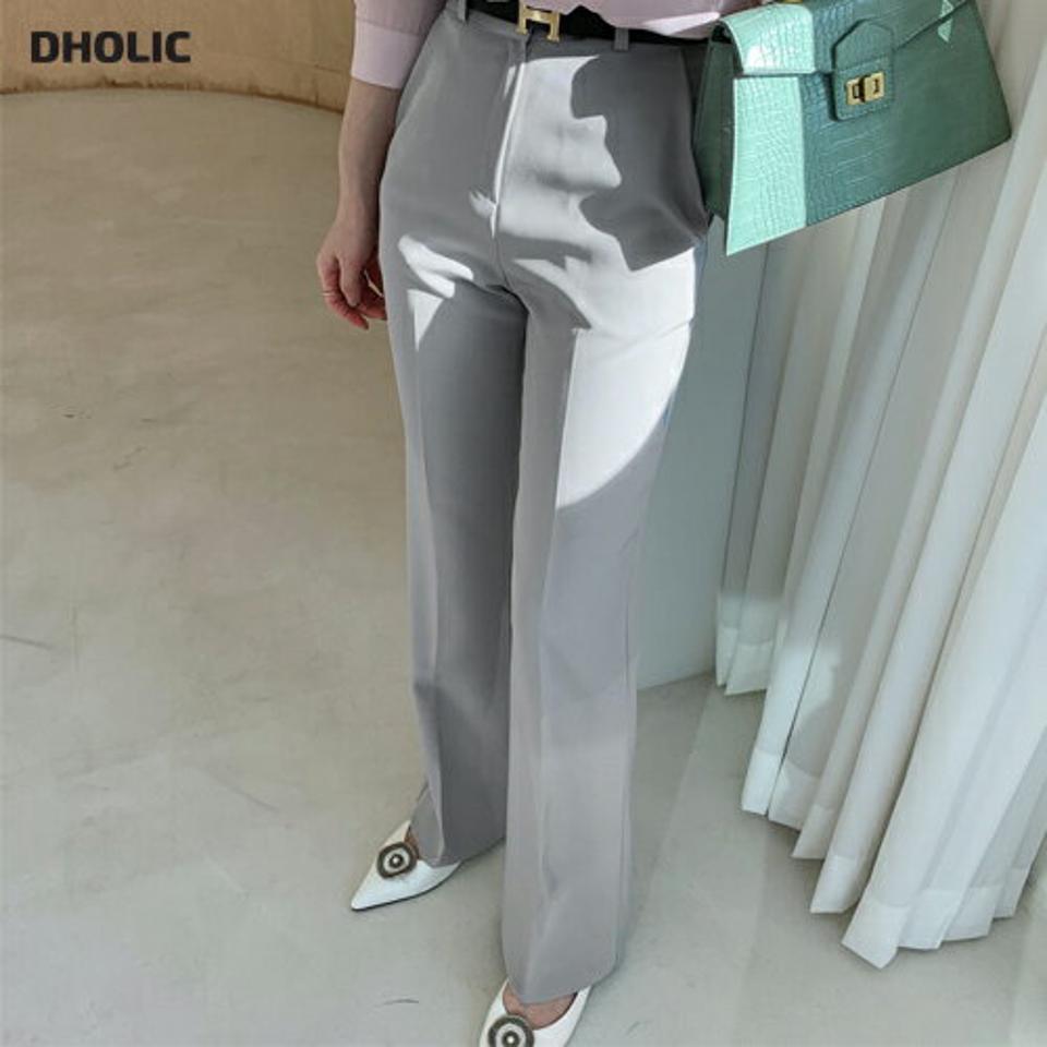 セミブーツカットスラックス・全4色・t66929 レディース 【pt】【スラックス パンツ ズボン ロングパンツ ブーツカット 単色 無地 シンプル ベーシック 大人 オフィスカジュアル きれいめ 秋 冬 韓国 ファッション】【ハイホリHIHOLLI】