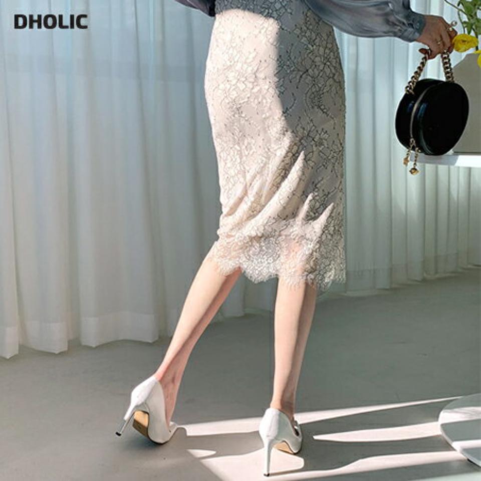 即日配送 ≪人気商品再入荷≫フローラルレーススカート・全2色・t66932 レディース 【sk】 スカート ミディ丈 ミディスカート 総レース レース フラワー 花柄 フェミニン きれいめ 透け感 大人 セクシー Hライン 秋 冬 韓国ファッション ハイホリHIHOLLI