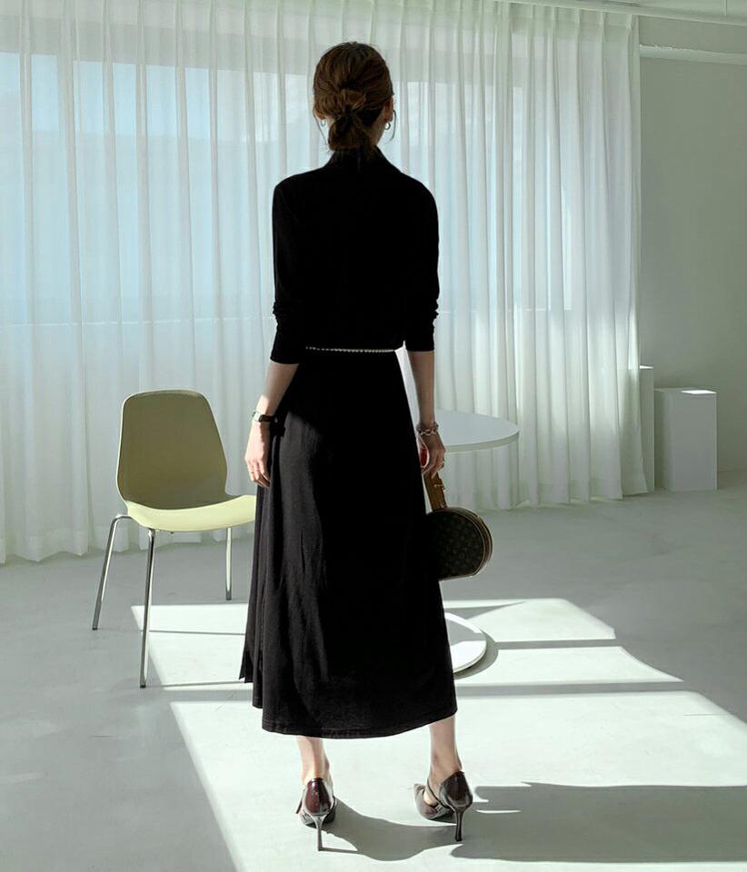 カラーボタンワンピース・全3色・b66979 レディース 【ops】【ワンピース ロング ロングワンピース 長袖 単色 無地 シンプル 大人 カジュアル 秋 冬 韓国 ファッション】【ハイホリHIHOLLI】