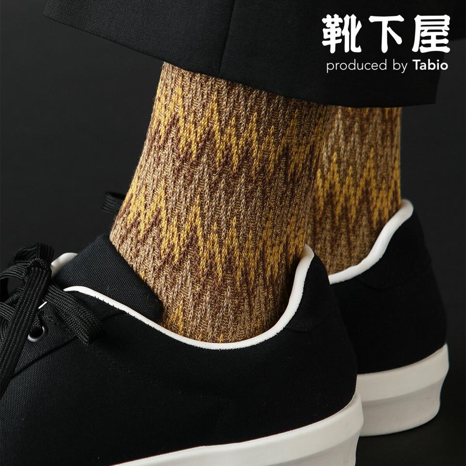 【あす楽】【Tabio MEN】 メンズ リンクスジャカード波柄ソックス / 靴下屋 靴下 タビオ くつ下 クルー メンズ 日本製