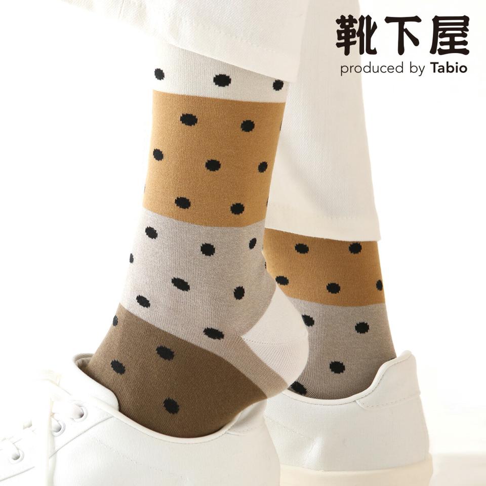 【あす楽】【Tabio MEN】 メンズ ブロックドットソックス / 靴下屋 靴下 タビオ くつ下 クルー メンズ 日本製