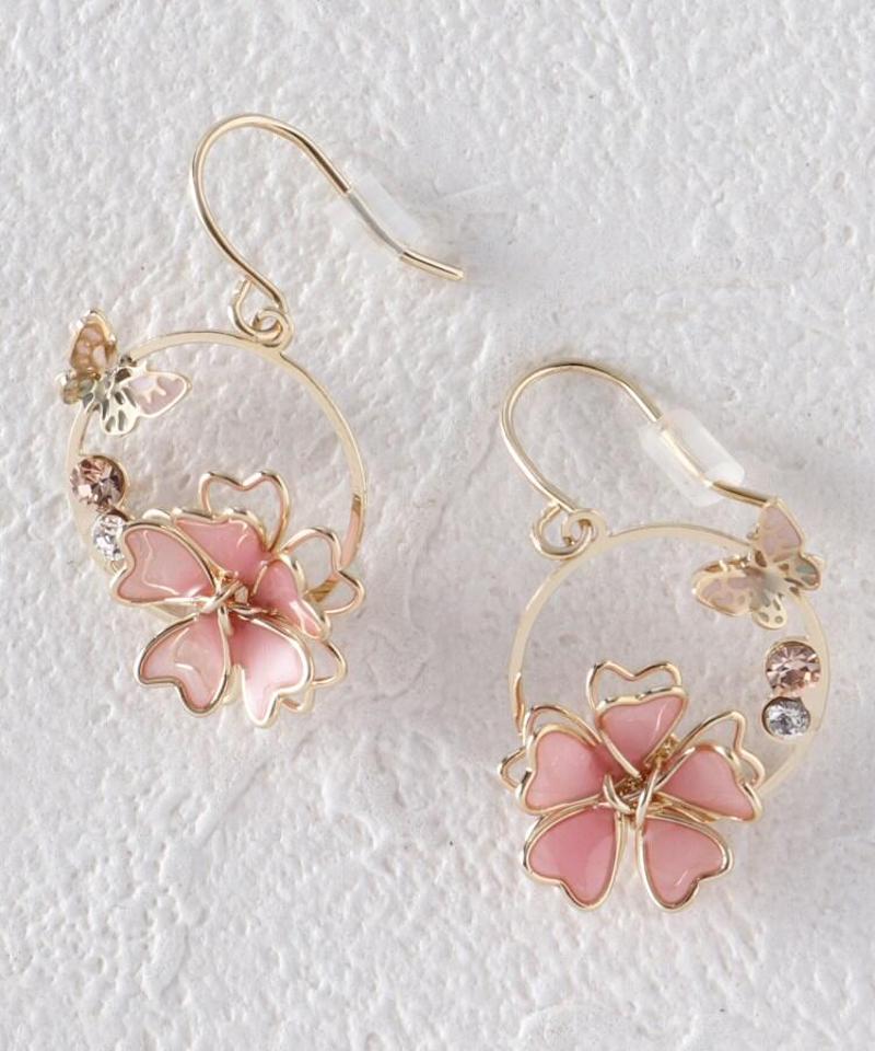 エポ桜＆蝶リングピアス